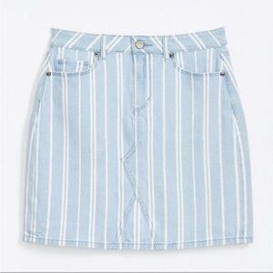 Loft Blue and White Striped Light Wash Denim Mini Skirt Plus Size 14